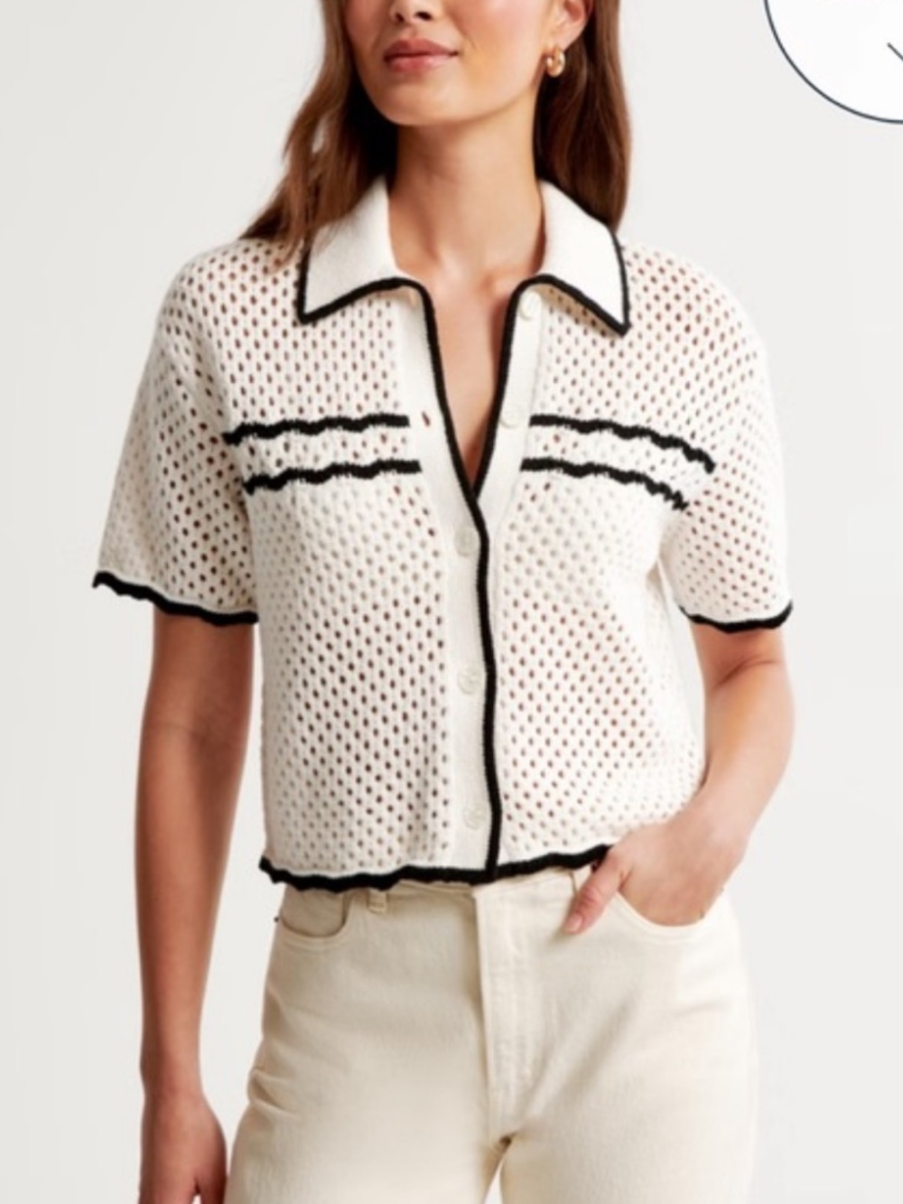 Abercrombie Crochet Style Button Up Polo